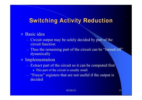 Low-Power Logic Synthesis