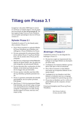 TillÃ¦g om Picasa 3.1 - Forlaget Libris