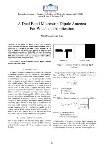 A Dual Band Microstrip Dipole Antenna For Wideband Application