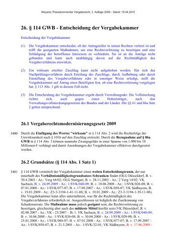 Entscheidung der Vergabekammer - Oeffentliche Auftraege