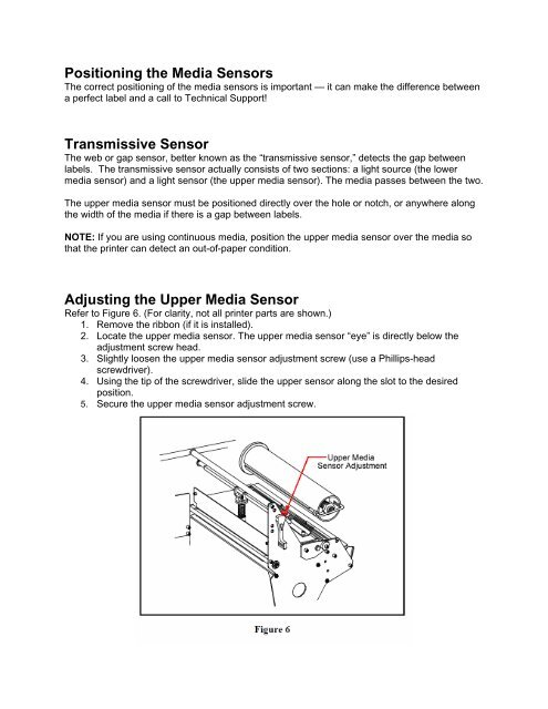 Positioning the Media Sensors - ScanSource Technical Services