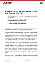 Mitsubishi Electric: neue Mitarbeiter in Bera- tung, Service und Verkauf