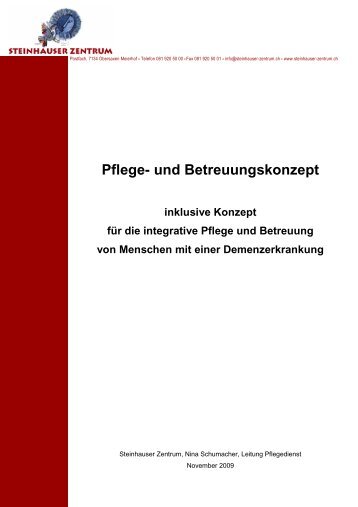 Vollständiges Pflege- und Betreuungskonzept - Steinhauser Zentrum