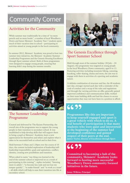 Newsletter 6: December 2012 - Skinners' Academy