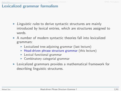 Head-driven Phrase Structure Grammar I