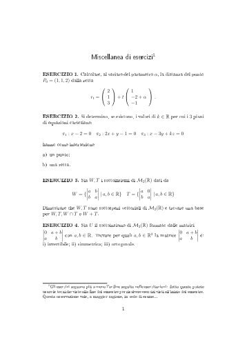 Miscellanea di esercizi - Matematica e Applicazioni