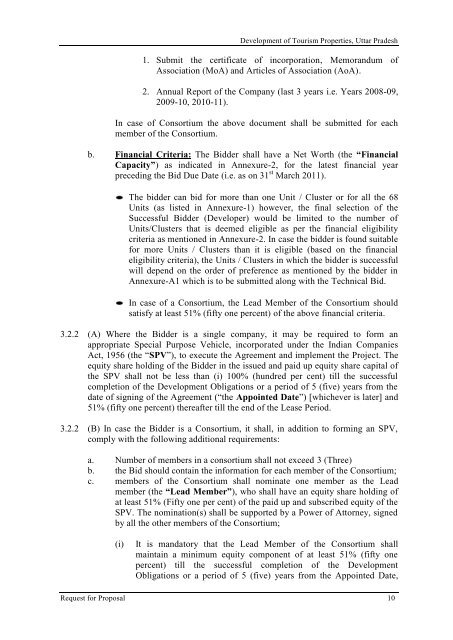 Revised RFP for Lease Cum Development of Tourism Properties ...