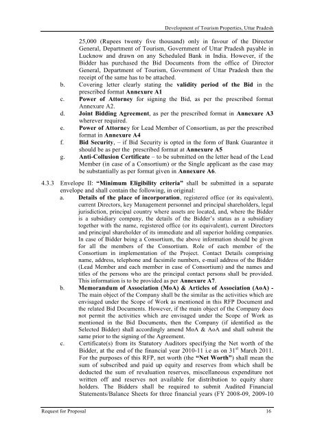 Revised RFP for Lease Cum Development of Tourism Properties ...