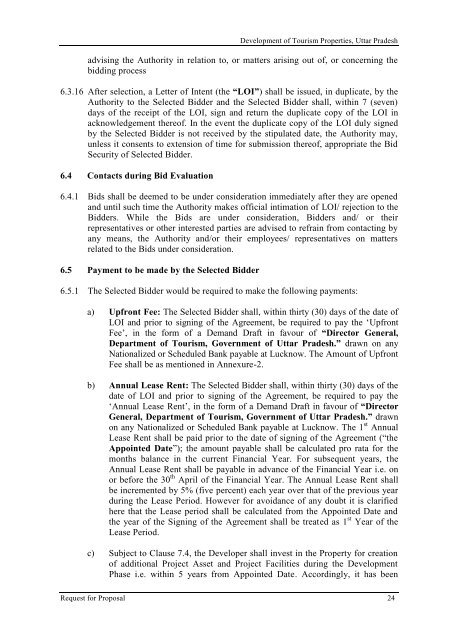 Revised RFP for Lease Cum Development of Tourism Properties ...