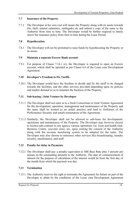 Revised RFP for Lease Cum Development of Tourism Properties ...