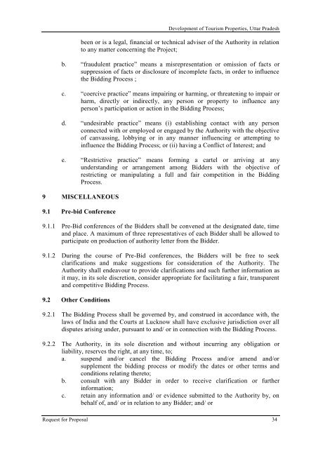 Revised RFP for Lease Cum Development of Tourism Properties ...