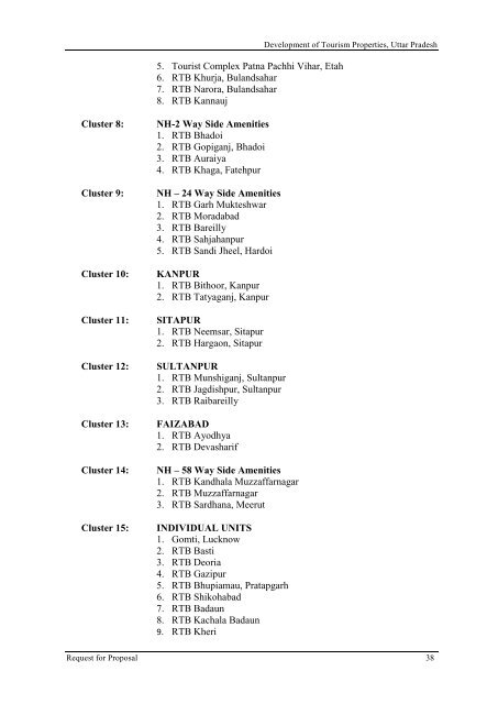 Revised RFP for Lease Cum Development of Tourism Properties ...