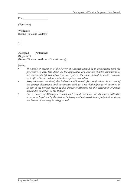 Revised RFP for Lease Cum Development of Tourism Properties ...