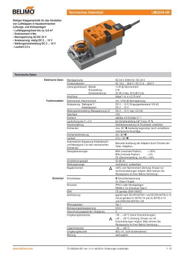 Technisches Datenblatt LMQ24A-SR - Belimo