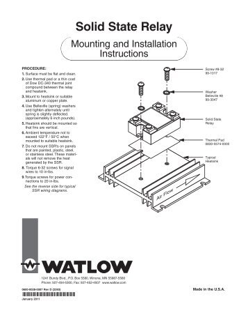 Solid State Relay (SSR) Mounting and Installation - Watlow