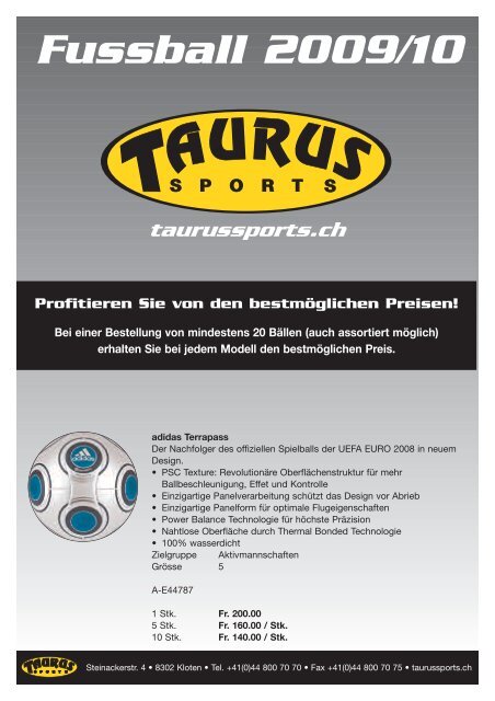 Fussball 2009/10 - TAURUS SPORTS Kloten