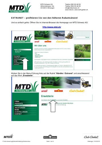 Anleitung Extranet-Portal - MTD