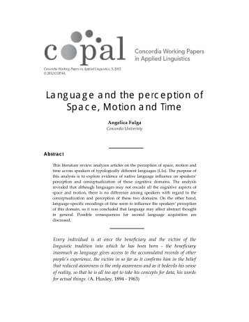 Language and the perception of Space, Motion and Time