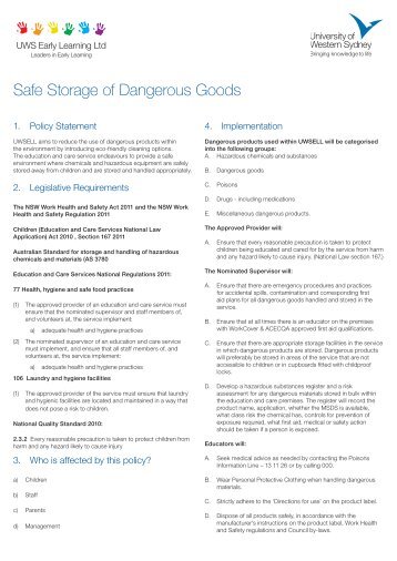 Safe Storage of Dangerous Goods (PDF, 119.83 KB)