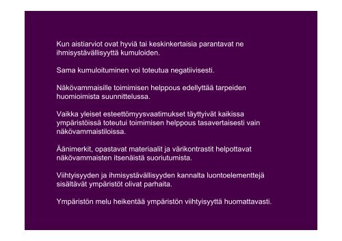 Kaupunki kaikille aisteille -tiivistelmÃ¤