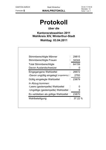 Protokoll - Kanton Zürich