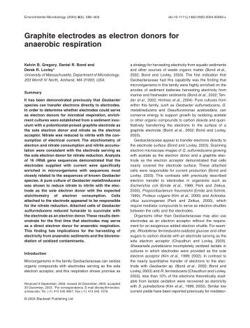 Graphite electrodes as electron donors for anaerobic respiration