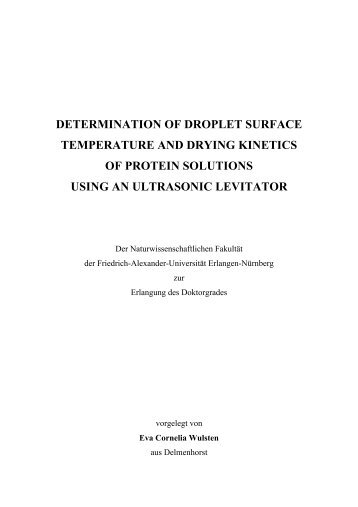 determination of droplet surface temperature and drying kinetics of ...
