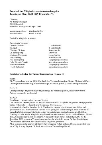 Protokoll der Mitgliederhauptversammlung des ... - tc-braunfels.de