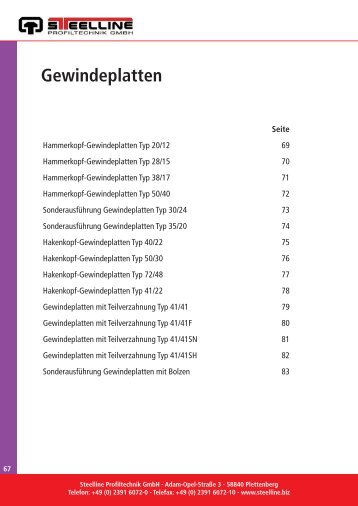 Gewindeplatten - Steelline Profiltechnik