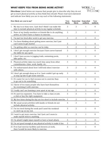 Barriers to Being Active - Eat Smart, Move More NC