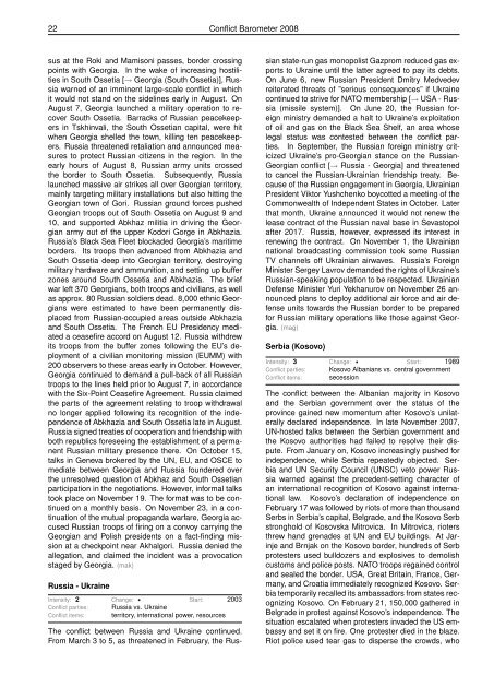 CONFLICT BAROMETER 2008