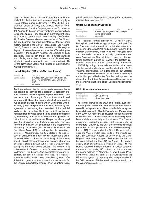 CONFLICT BAROMETER 2008