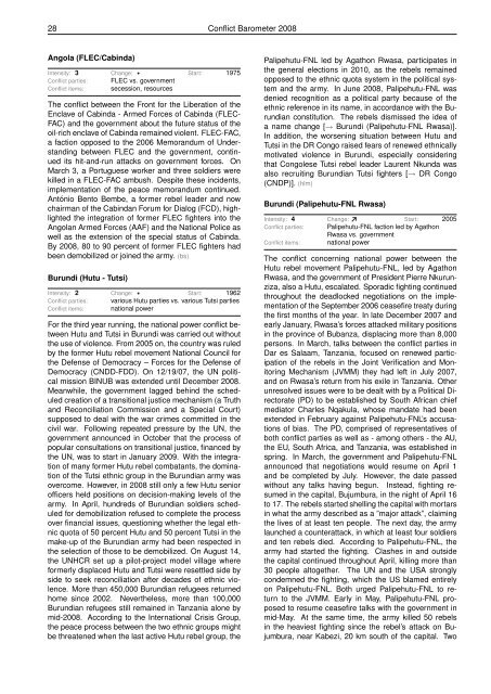 CONFLICT BAROMETER 2008