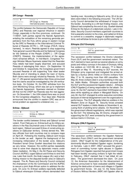 CONFLICT BAROMETER 2008