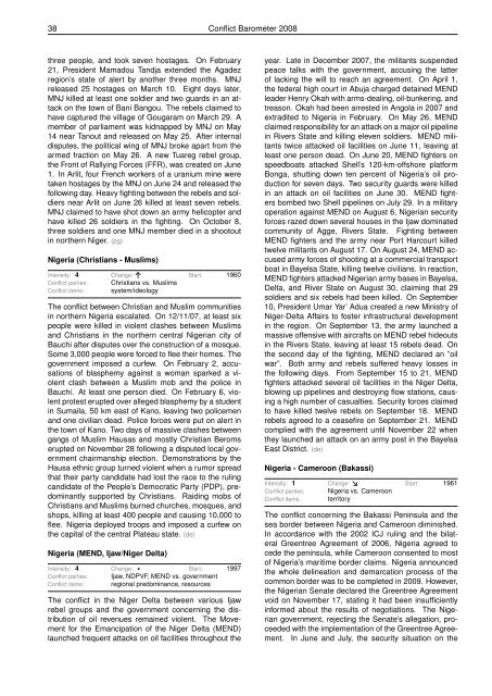 CONFLICT BAROMETER 2008