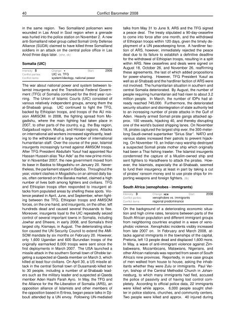 CONFLICT BAROMETER 2008