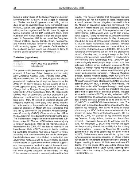 CONFLICT BAROMETER 2008