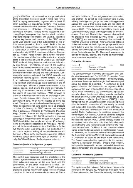 CONFLICT BAROMETER 2008