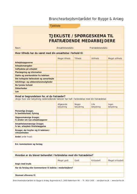 tjekliste vedr. fratrÃ¦dende medarbejdere - BAR Bygge & AnlÃ¦g