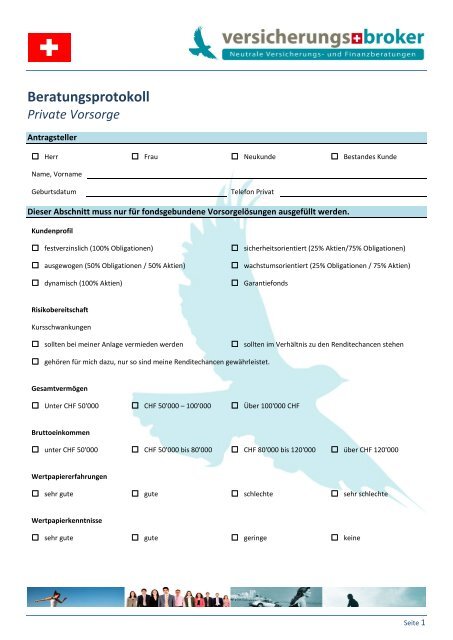 Beratungsprotokoll - Versicherungs Broker Schweiz