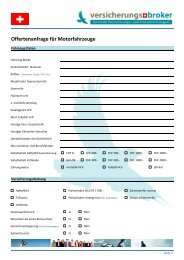 Offertenanfrage für Motorfahrzeuge - Versicherungs Broker Schweiz