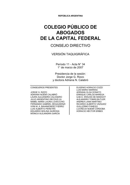COLEGIO PÃBLICO DE ABOGADOS DE LA CAPITAL FEDERAL