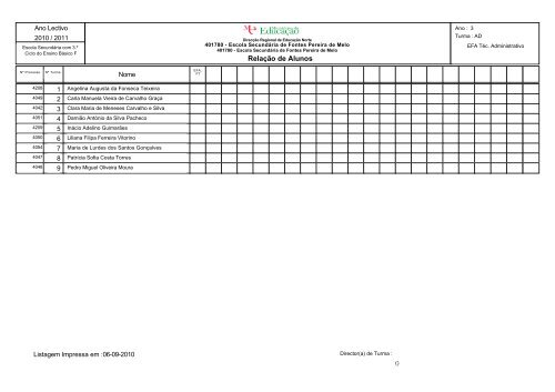 RelaÃ§Ã£o de Alunos - ES de Fontes Pereira de Melo