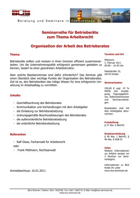 Flyer 01 Orga_Betriebsrat - BUS Beratung und Seminare