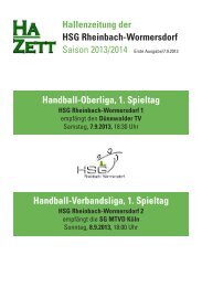 Hallenzeitung der HSG Rheinbach-Wormersdorf Handball-Oberliga ...