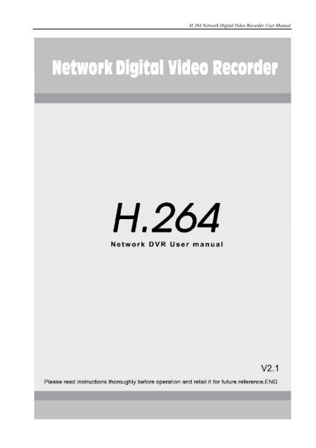 H.264 Network Digital Video Recorder User Manual - Vonnic