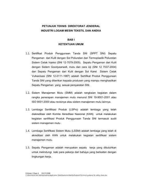 PETUNJUK TEKNIS DIREKTORAT JENDERAL ... - TSAPPS at NIST