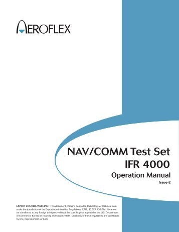 IFR-4000 operations manual - Aeroflex