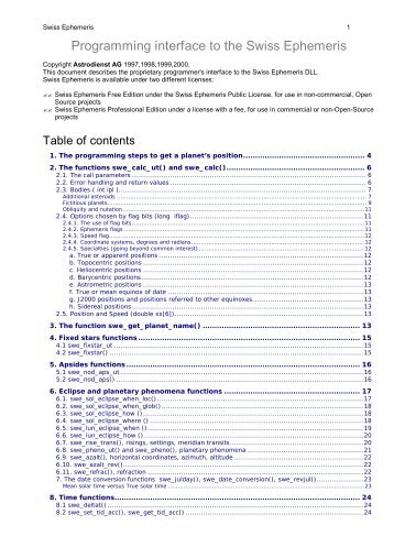 Programming interface to the Swiss Ephemeris - programmiastral.com