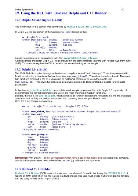 Programming interface to the Swiss Ephemeris - programmiastral.com